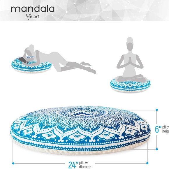 ManadalaLifeART Bohemian Mandala Pouf/Floor Cushion Covers - Picture 5 of 8
